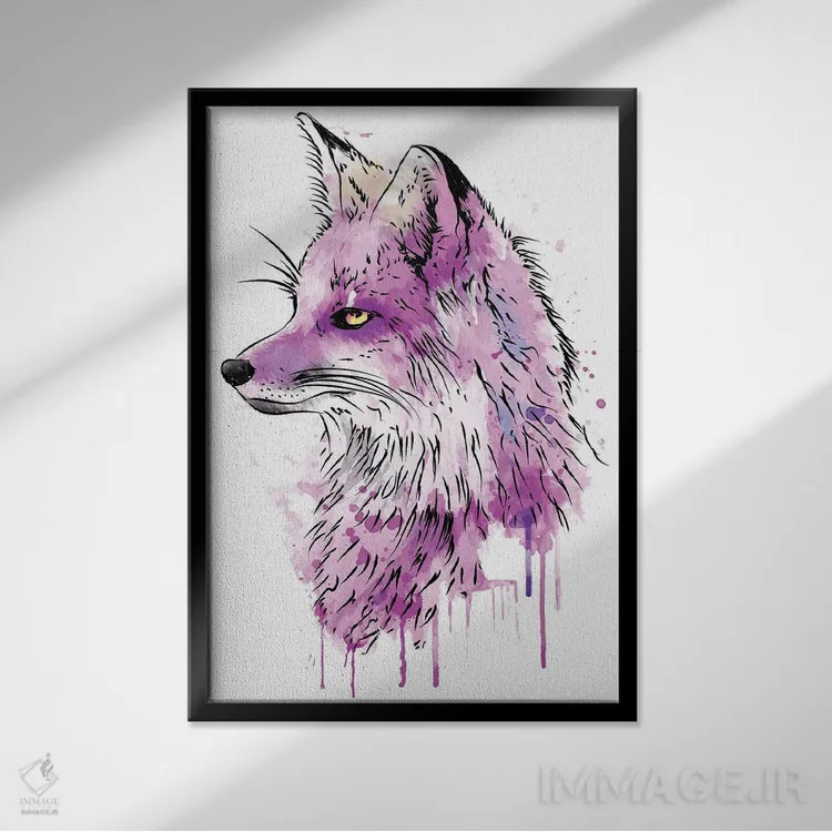 تابلو روباه (آبرنگ) اثر آنتونیو کامارنا - نمای قابدار مشکی