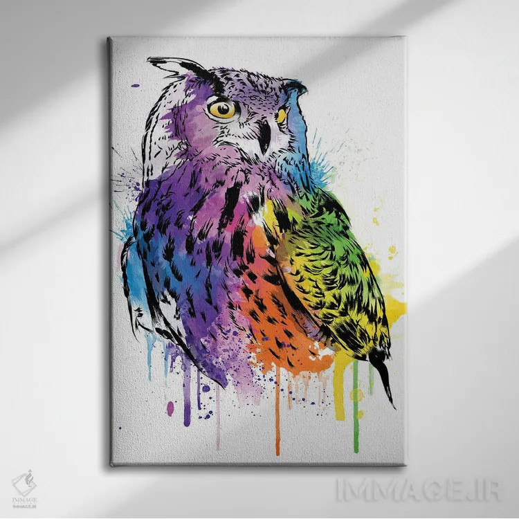 تابلو جغد (آبرنگ) اثر آنتونیو کامارنا - نمای روبهرو روی دیوار