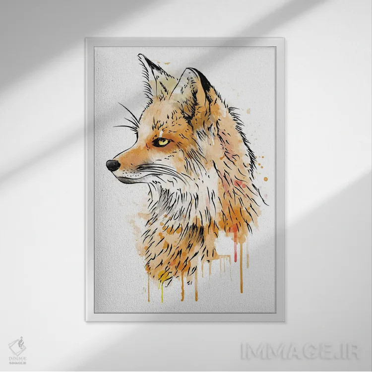 تابلو روباه (آبرنگی با رنگ) اثر آنتونیو کامارنا - نمای قابدار سفید