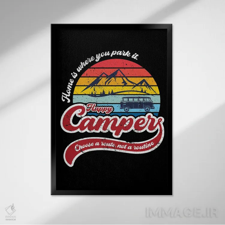 تابلو کمپر خوشحال (اهل کمپینگ) اثر آنتونیو کامارنا - نمای قابدار مشکی
