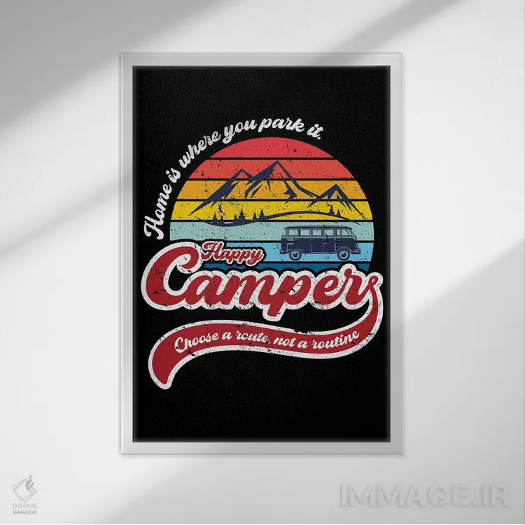 تابلو کمپر خوشحال (اهل کمپینگ) اثر آنتونیو کامارنا - نمای قابدار سفید