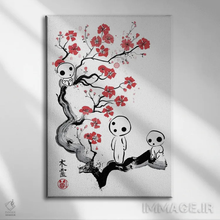 تابلو ارواح کوچک جنگل (موجودات خیالی) اثر آنتونیو کامارنا - نمای روبهرو روی دیوار