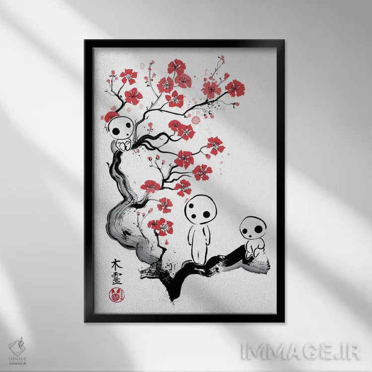 تابلو ارواح کوچک جنگل (موجودات خیالی) اثر آنتونیو کامارنا - نمای قابدار مشکی