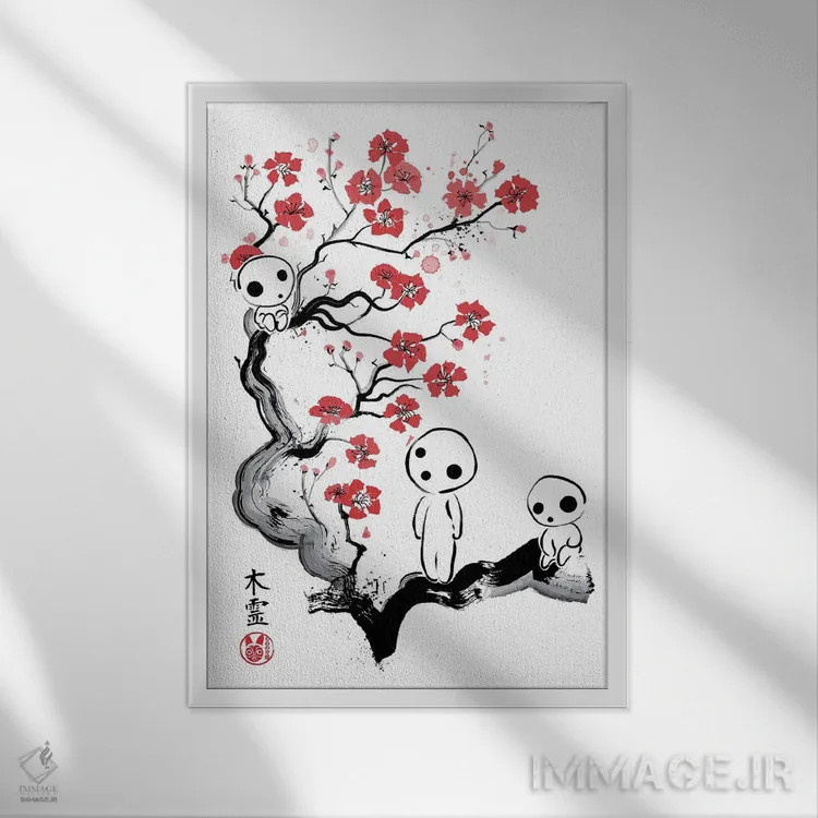 تابلو ارواح کوچک جنگل (موجودات خیالی) اثر آنتونیو کامارنا - نمای قابدار سفید