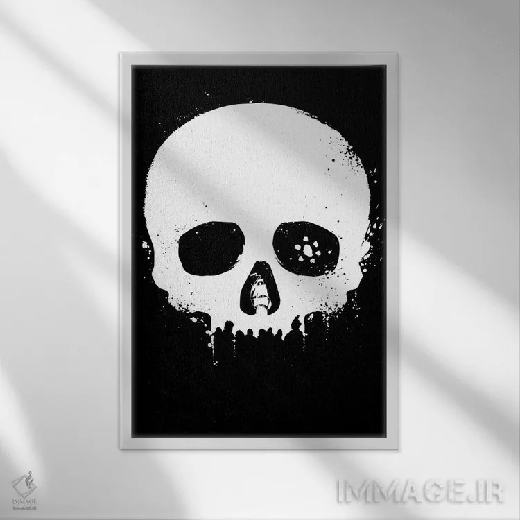 تابلو زیر اسکلههای گون (ارجاع به فیلم The Goonies) اثر آنتونیو کامارنا - نمای قابدار سفید