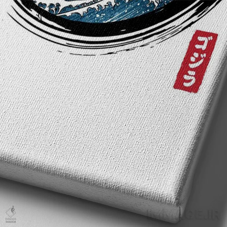 تابلو انسو کایجو (هیولای ژاپنی نقاشی با دایره زن بودایی) اثر آنتونیو کامارنا - نمای نزدیک بافت بوم