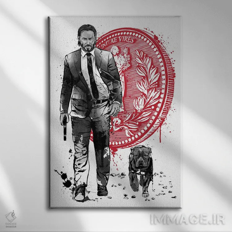 تابلو آدمکش تنها و کودک (الهام از داستان سامورایی Lone Wolf and Cub) اثر آنتونیو کامارنا - نمای روبهرو روی دیوار