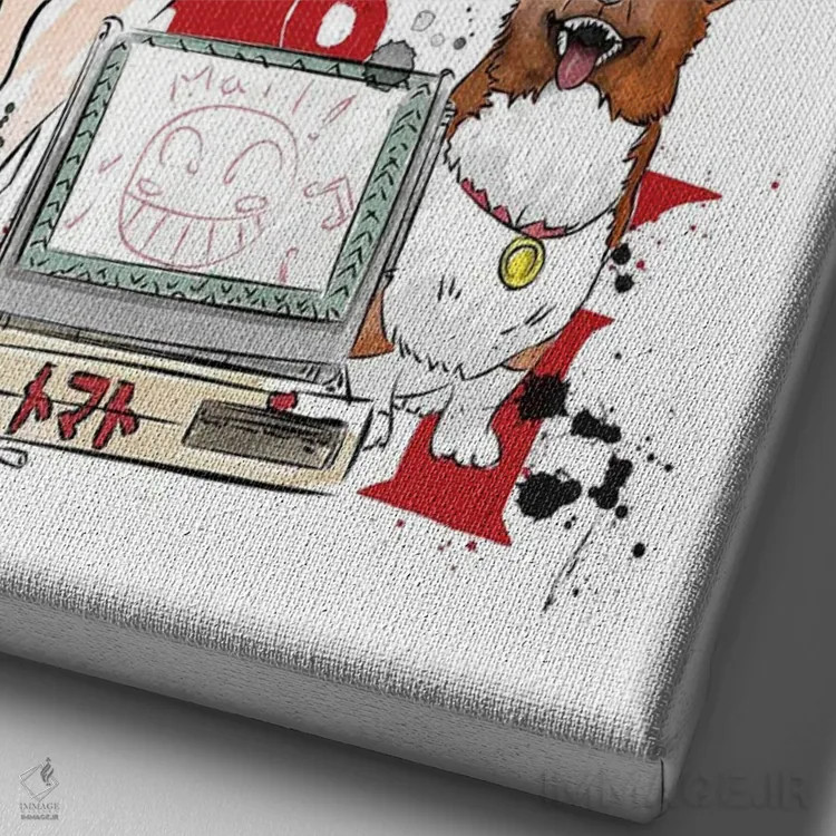 تابلو اد و آین (نقاشی سومیه - شخصیتهای کابوی بیباپ) اثر آنتونیو کامارنا - نمای نزدیک بافت بوم