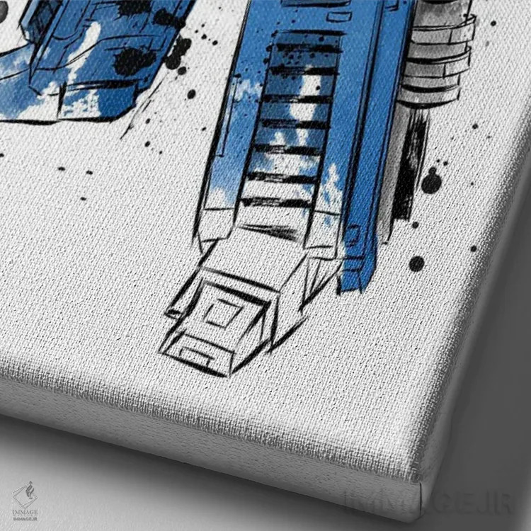 تابلو پرایم (نقاشی سومیه - شخصیت اپتیموس پرایم) اثر آنتونیو کامارنا - نمای نزدیک بافت بوم