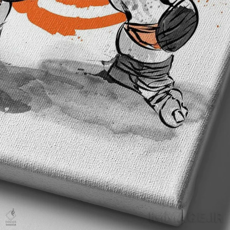 تابلو میکل آنجلو (نقاشی سومیه - لاکپشت نینجا) اثر آنتونیو کامارنا - نمای نزدیک بافت بوم