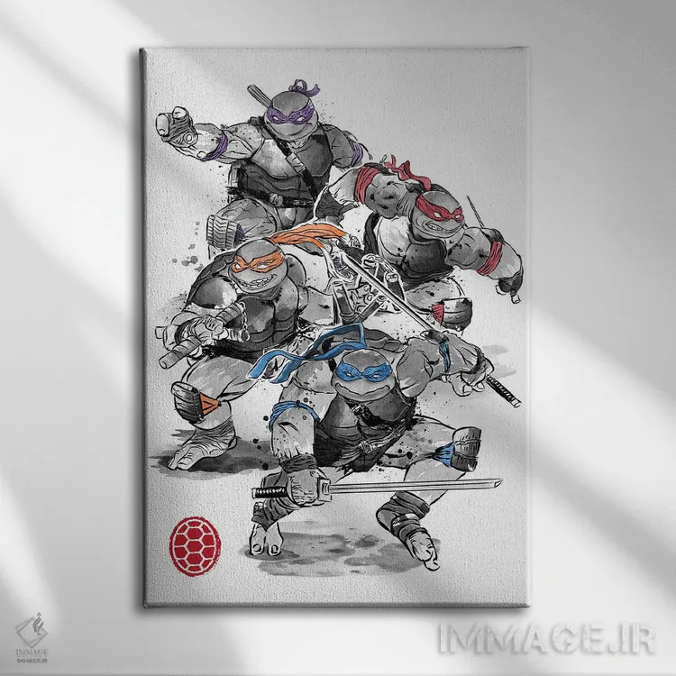 تابلو لاکپشتهای نینجا (نقاشی سومیه) اثر آنتونیو کامارنا - نمای روبهرو روی دیوار