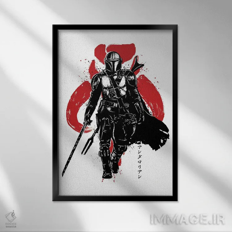 تابلو دارنده شمشیر تاریکی (نقاشی سومیه - جنگ ستارگان) اثر آنتونیو کامارنا - نمای قابدار مشکی