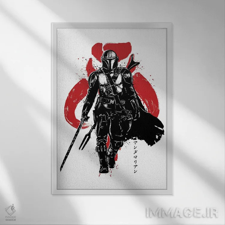 تابلو دارنده شمشیر تاریکی (نقاشی سومیه - جنگ ستارگان) اثر آنتونیو کامارنا - نمای قابدار سفید