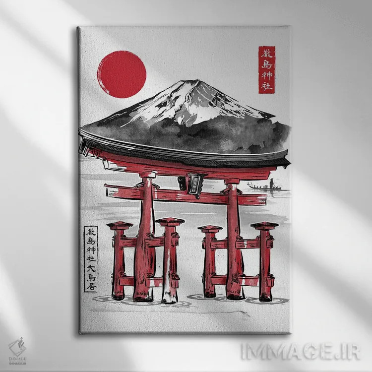 تابلو توری معبد ایتسوکوشیما (نقاشی سومیه) اثر آنتونیو کامارنا - نمای روبهرو روی دیوار