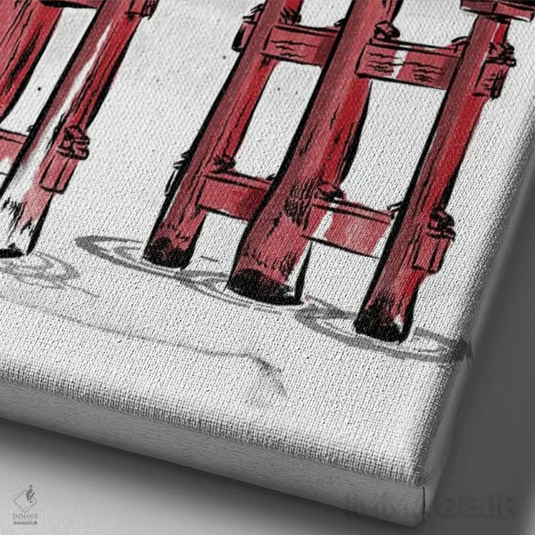 تابلو توری معبد ایتسوکوشیما (نقاشی سومیه) اثر آنتونیو کامارنا - نمای نزدیک بافت بوم