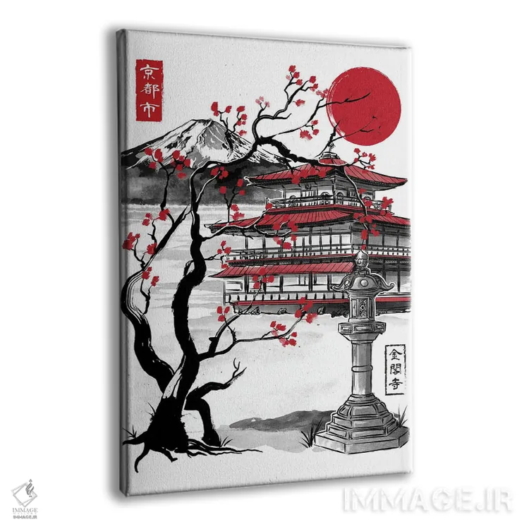 تابلو معبد پاویون طلایی (نقاشی سومیه - کیوتو) اثر آنتونیو کامارنا - نمای پرسپکتیو محصول