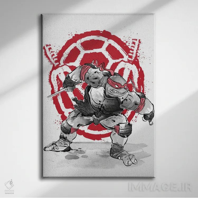 تابلو رافائل (نقاشی سومیه - لاکپشت نینجا) اثر آنتونیو کامارنا - نمای روبهرو روی دیوار