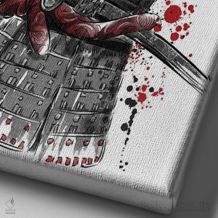 تابلو سامورایی (نقاشی سومیه) اثر آنتونیو کامارنا - نمای نزدیک بافت بوم