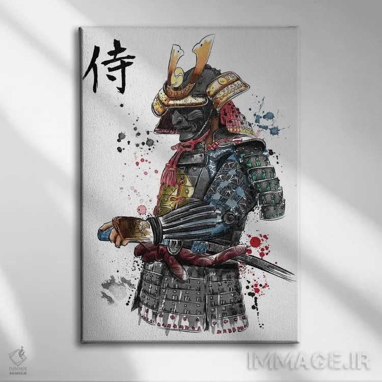 تابلو سامورایی (آبرنگ) اثر آنتونیو کامارنا - نمای روبهرو روی دیوار