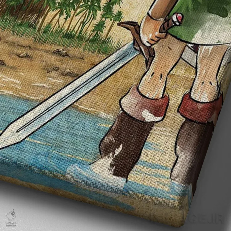 تابلو بیداری لینک (چاپ چوبی - زلدا) اثر آنتونیو کامارنا - نمای نزدیک بافت بوم