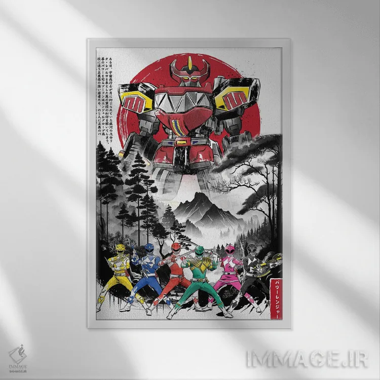 تابلو رنجرها در ژاپن (نقاشی سومیه) اثر آنتونیو کامارنا - نمای قابدار سفید