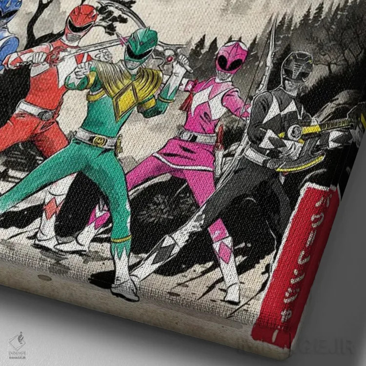 تابلو رنجرها در ژاپن (چاپ چوبی) اثر آنتونیو کامارنا - نمای نزدیک بافت بوم