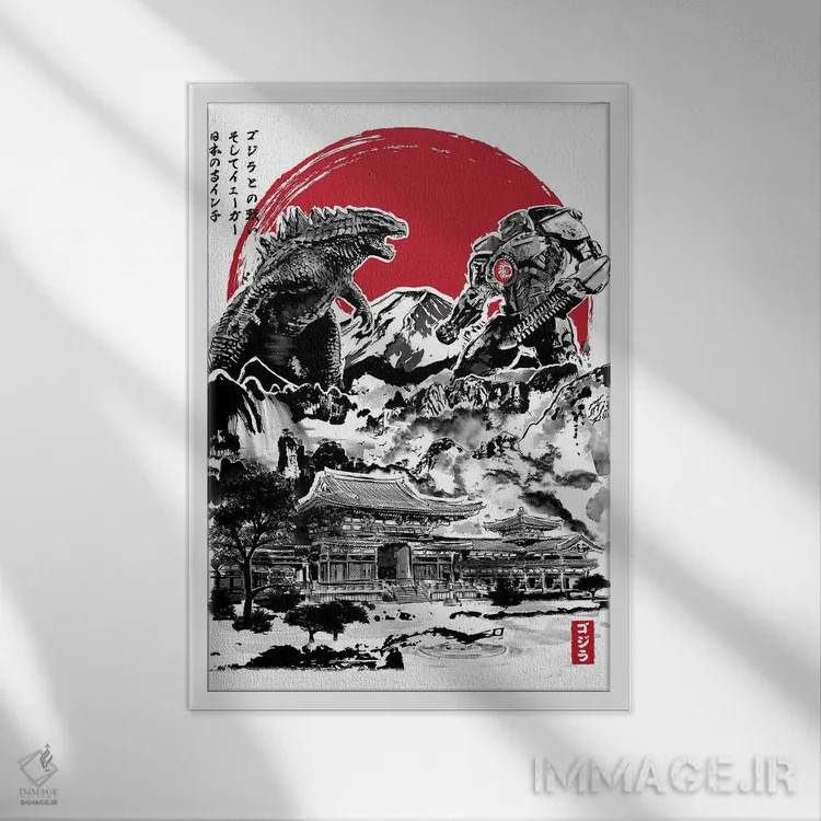 تابلو حمله به معبد ژاپنی اثر آنتونیو کامارنا - نمای قابدار سفید