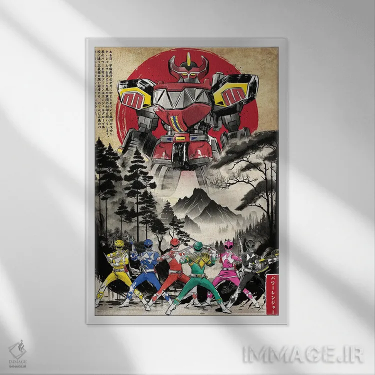 تابلو رنجرها در ژاپن (چاپ چوبی) اثر آنتونیو کامارنا - نمای قابدار سفید