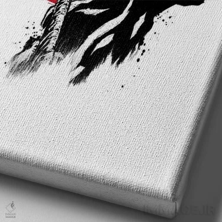 تابلو آفرو (نقاشی سومیه - ارجاع به کاراکتر افرو سامورایی) اثر آنتونیو کامارنا - نمای نزدیک بافت بوم