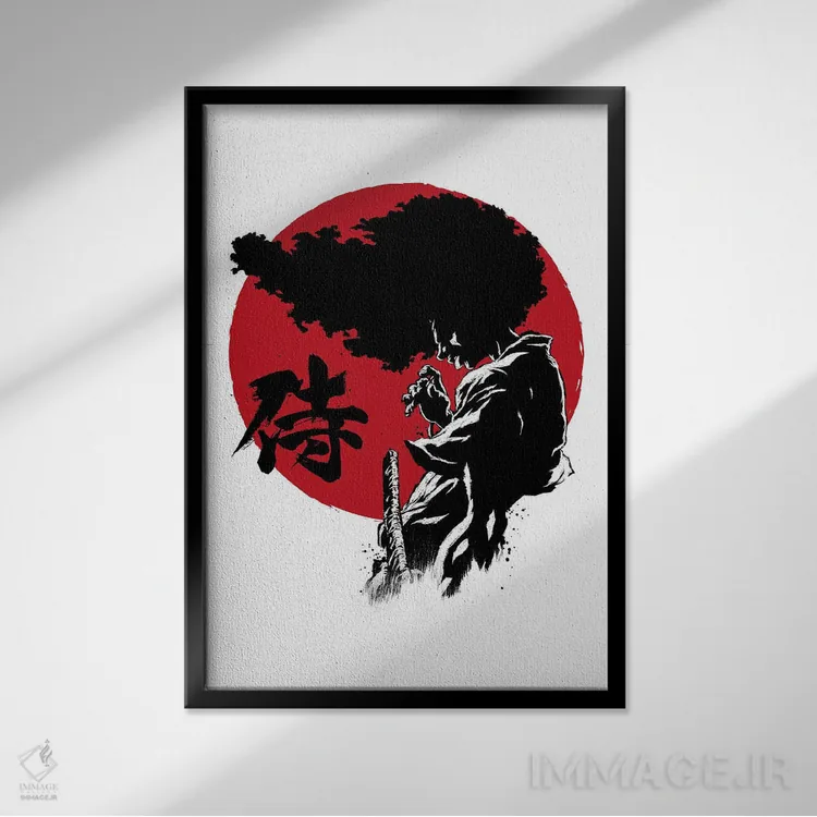 تابلو آفرو (نقاشی سومیه - ارجاع به کاراکتر افرو سامورایی) اثر آنتونیو کامارنا - نمای قابدار مشکی