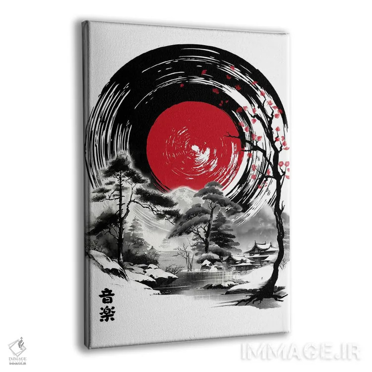تابلو موسیقی ژاپن (نقاشی سومیه) اثر آنتونیو کامارنا - نمای پرسپکتیو محصول