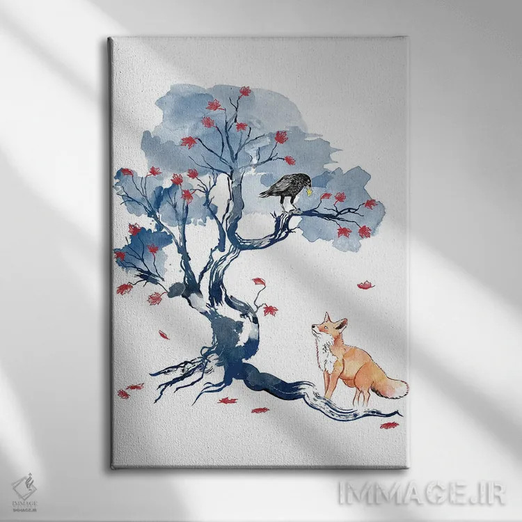 تابلو روباه و کلاغ اثر آنتونیو کامارنا - نمای روبهرو روی دیوار