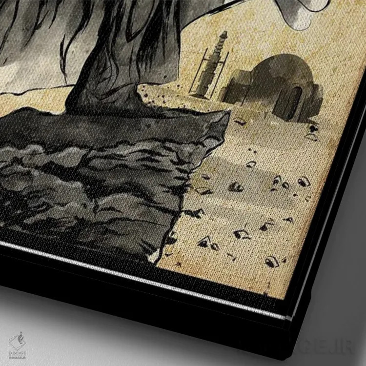 تابلو راه جنگجوی ستارهای (میتواند ارجاع به جنگ ستارگان باشد) اثر آنتونیو کامارنا - نمای نزدیک بافت بوم