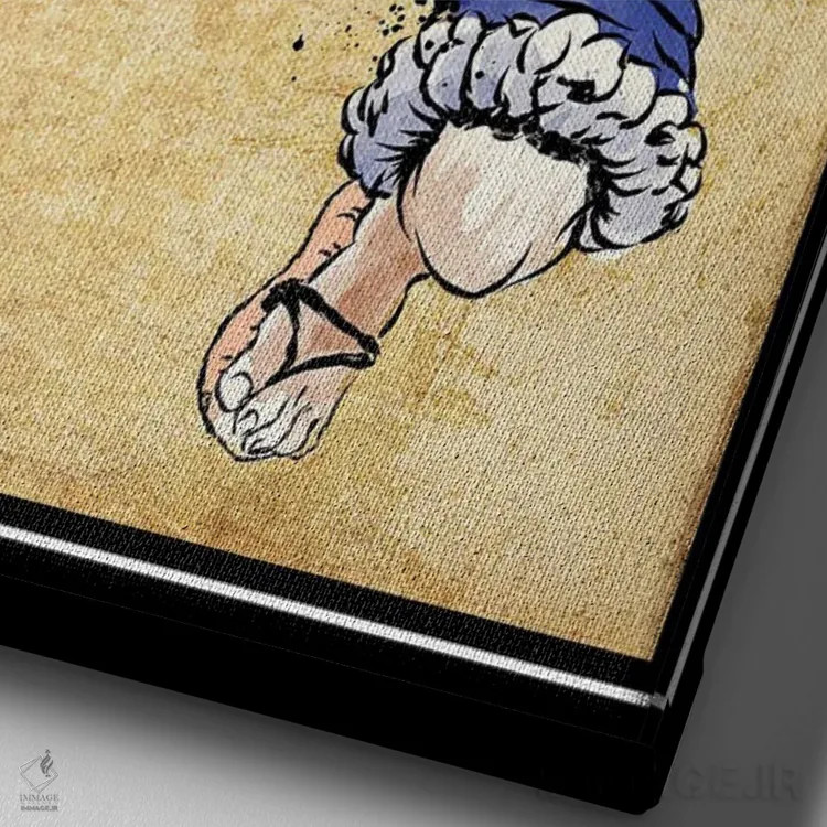 تابلو کاپیتان کلاه حصیری (چاپ چوبی - وان پیس) اثر آنتونیو کامارنا - نمای نزدیک بافت بوم