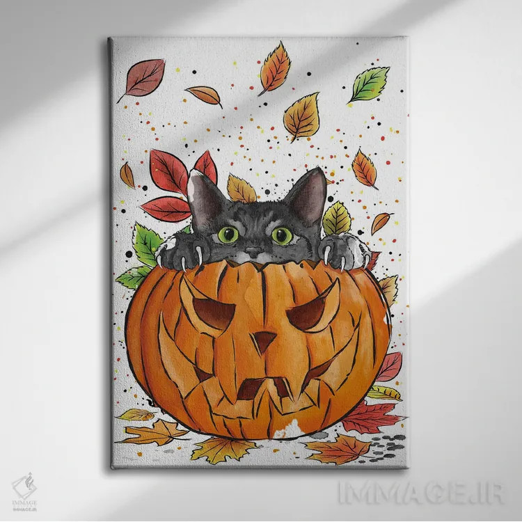 تابلو گربه کنجکاو اثر آنتونیو کامارنا - نمای روبهرو روی دیوار