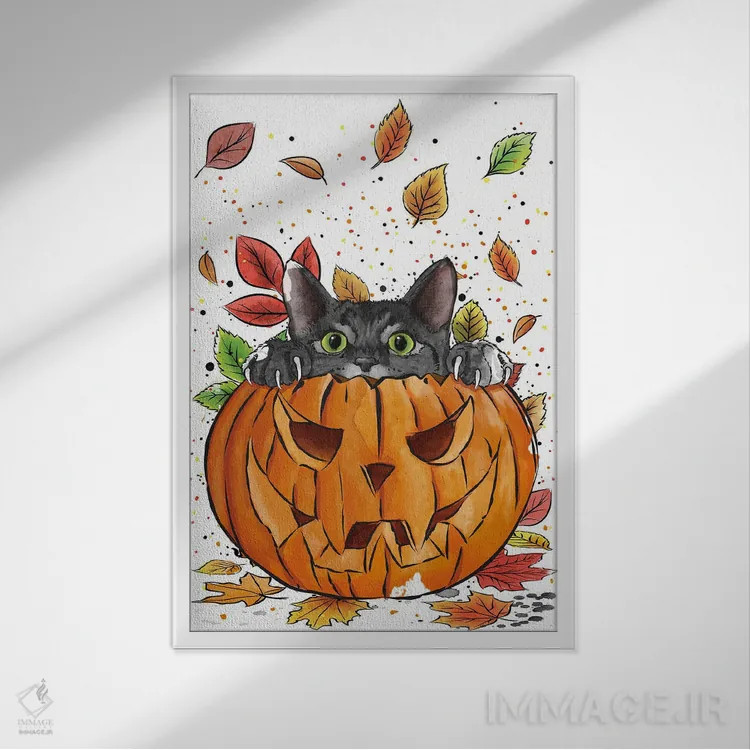 تابلو گربه کنجکاو اثر آنتونیو کامارنا - نمای قابدار سفید