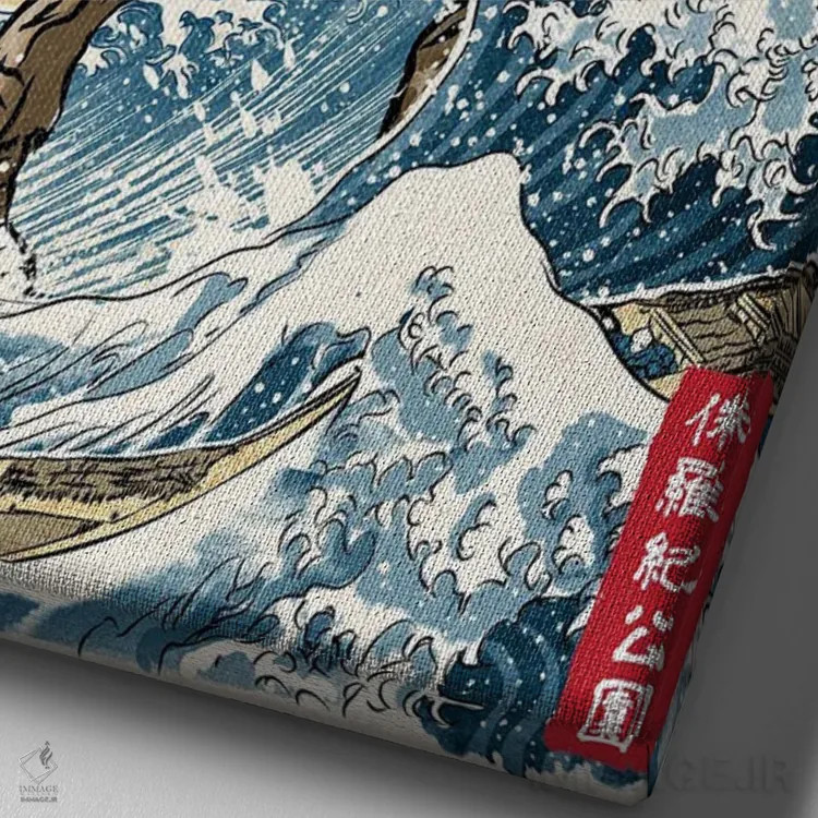 تابلو تیرکس در ژاپن (چاپ چوبی) اثر آنتونیو کامارنا - نمای نزدیک بافت بوم