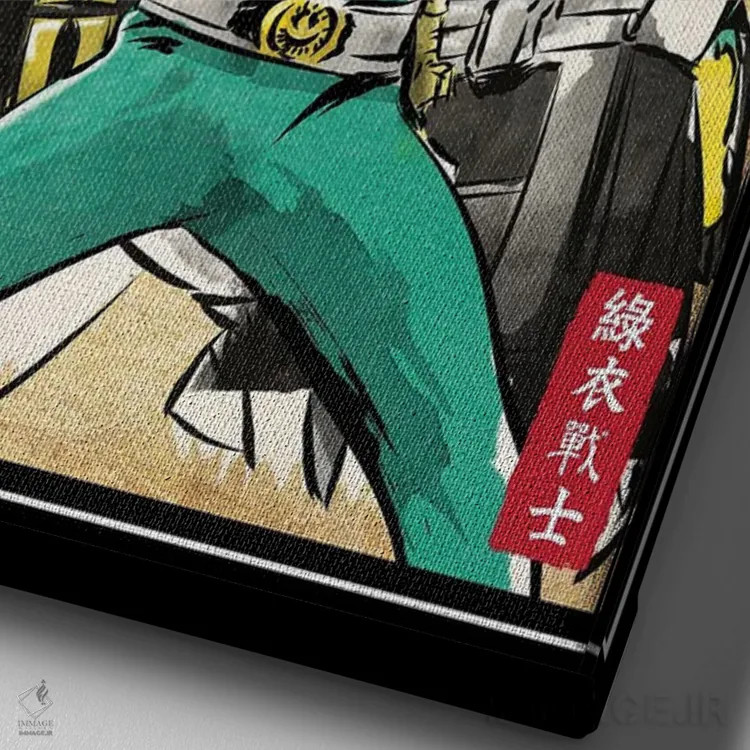 تابلو چاپ چوبی جنگجوی سبز (گرین رنجر) اثر آنتونیو کامارنا - نمای نزدیک بافت بوم