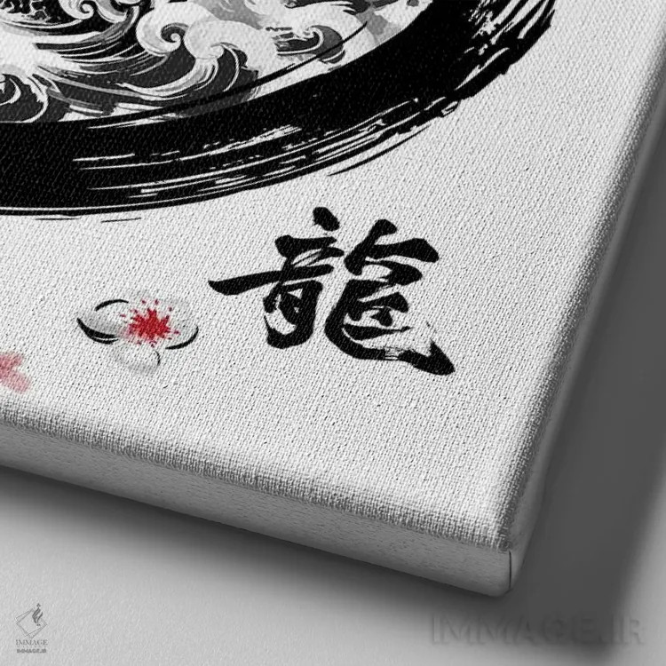 تابلو اژدهای انسو (حلقه نقاشی ژاپنی) اثر آنتونیو کامارنا - نمای نزدیک بافت بوم