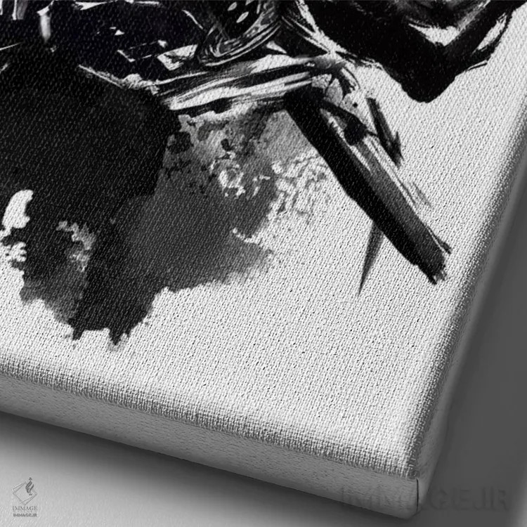 تابلو سامورایی جهشیافته به سبک سومیه اثر آنتونیو کامارنا - نمای نزدیک بافت بوم