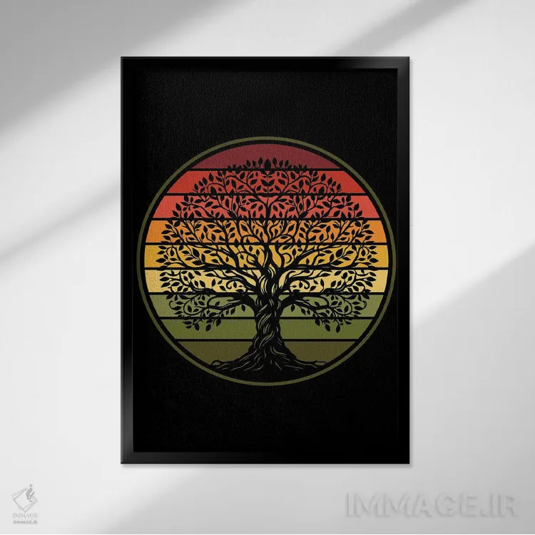تابلو درخت زندگی پاییزی اثر آنتونیو کامارنا - نمای قابدار مشکی