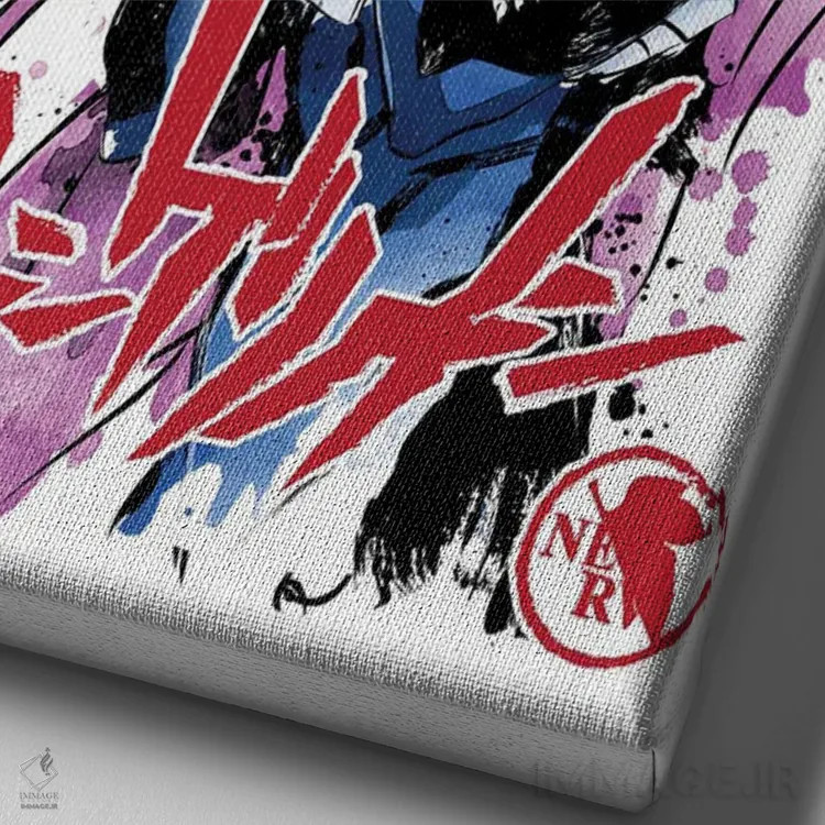 تابلو اوا-۰۱ (ربات انیمهای اِوانگِلیون) اثر آنتونیو کامارنا - نمای نزدیک بافت بوم