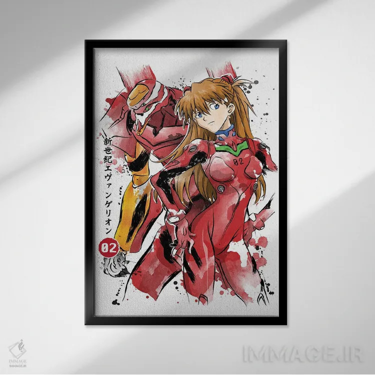 تابلو یونیت-۰۲ (واحد دوم ربات در انیمه اِوانگِلیون) اثر آنتونیو کامارنا - نمای قابدار مشکی