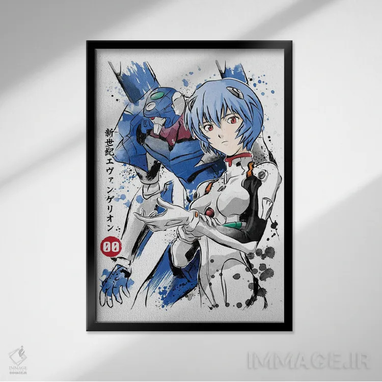 تابلو یونیت-۰۰ (واحد صفر انیمه اِوانگِلیون) اثر آنتونیو کامارنا - نمای قابدار مشکی