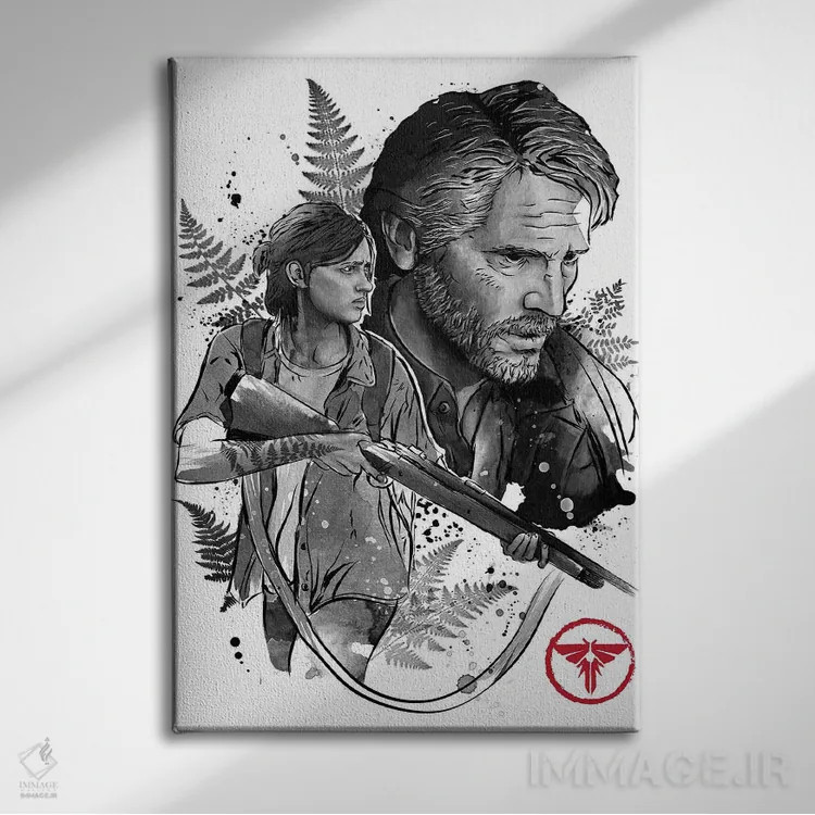 تابلو جول و الی (شخصیتهای بازی The Last of Us) اثر آنتونیو کامارنا - نمای روبهرو روی دیوار