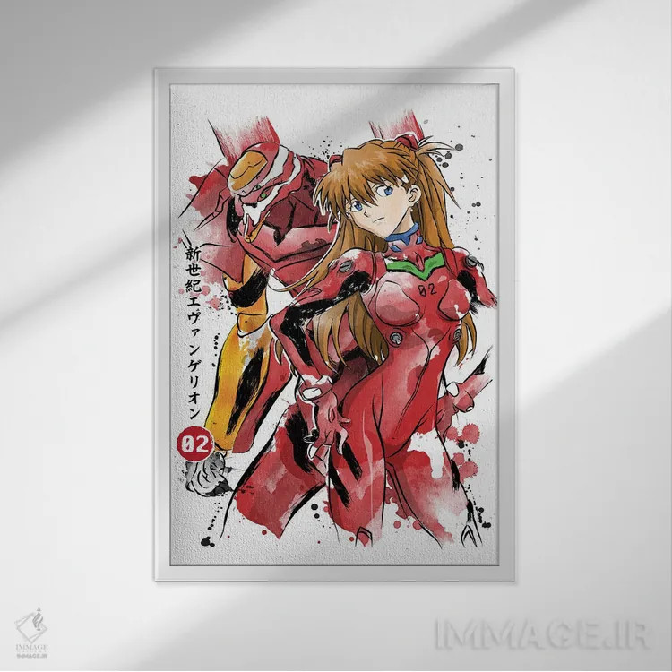 تابلو یونیت-۰۲ (واحد دوم ربات در انیمه اِوانگِلیون) اثر آنتونیو کامارنا - نمای قابدار سفید