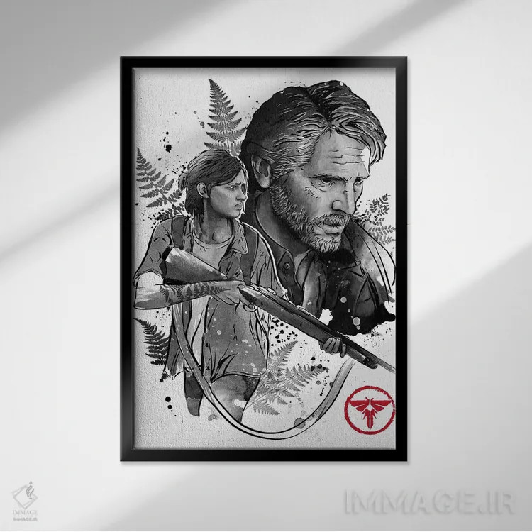 تابلو جول و الی (شخصیتهای بازی The Last of Us) اثر آنتونیو کامارنا - نمای قابدار مشکی