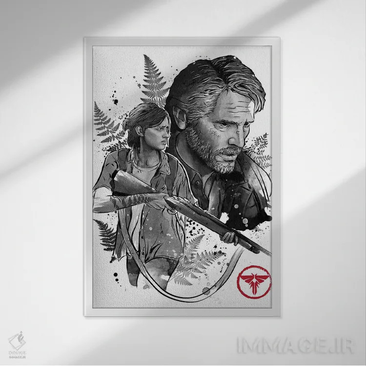 تابلو جول و الی (شخصیتهای بازی The Last of Us) اثر آنتونیو کامارنا - نمای قابدار سفید