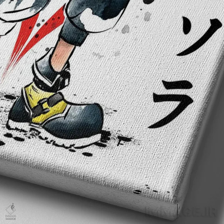 تابلو دارنده شمشیر کلیدنما (اشاره به سری Kingdom Hearts) اثر آنتونیو کامارنا - نمای نزدیک بافت بوم