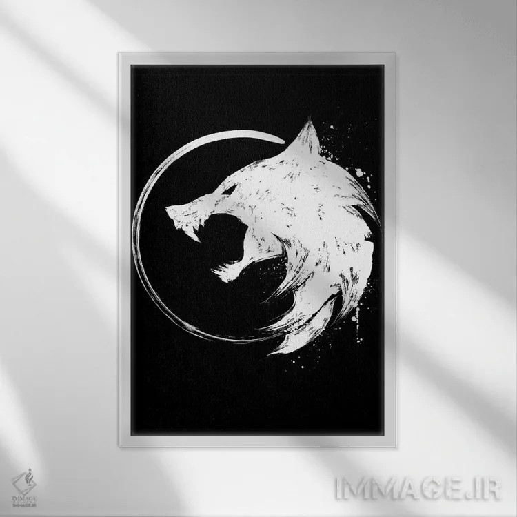 تابلو نماد گوئینبلیِد (گرگ سفید، شخصیت Witcher) اثر آنتونیو کامارنا - نمای قابدار سفید